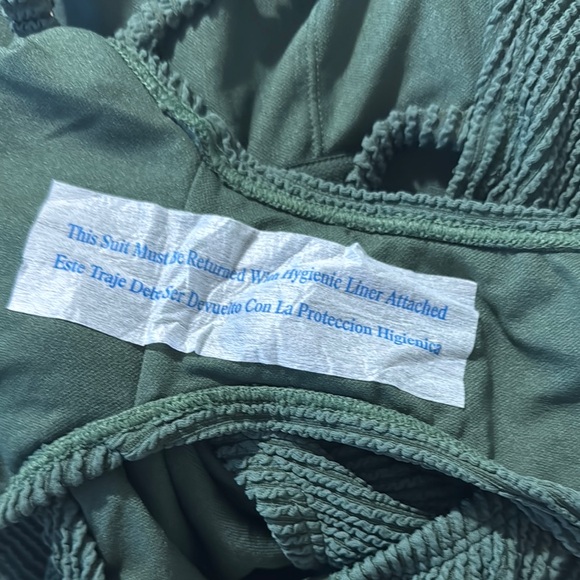 NWT Kona Sol Olive Women's Textured Square Neck One-Piece Swimsuit - Picture 5 of 10